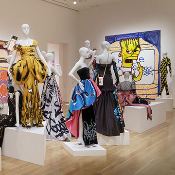 a view of the Katherine Bernhardt and Jeremy Scott exhibition at the Nerman Museum in Overland Park