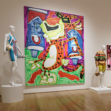 a view of the Katherine Bernhardt and Jeremy Scott exhibition at the Nerman Museum in Overland Park Kansas