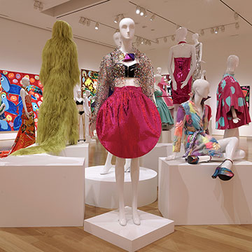 Jeremy Scott designs displayed on mannequins at the Nerman Museum in Johnson County KS